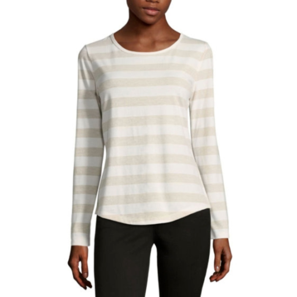 Liz Claiborne Long Sleeve Scoop Neck T-Shirt - Picture 1 of 1